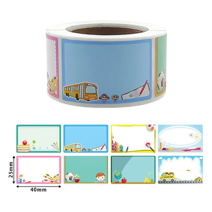 200pcs/roll Cartoon Baby Bottle School Kids Name Tags Stickers