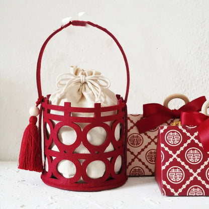 Candy Bags Red Chinese Style Felt Handbag