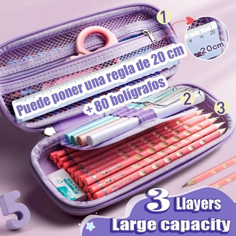 3D Large Capacity Unicorn Pencil Case Kawaii Cute Pen Box Bag