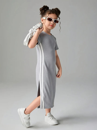 Comfy Casual Soft Breathable Short Sleeve Stripe Midi Dress
