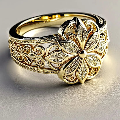 Gorgeous Ring Aesthetic Flower Engraved Charming Chic Rings