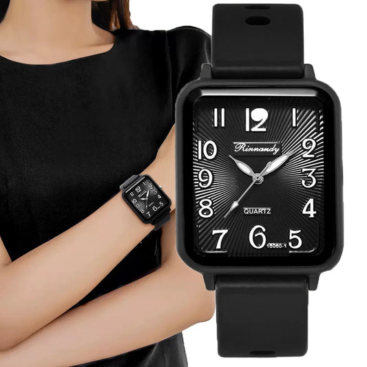 Rectangle Digital Quartz Silicone Strap Watch