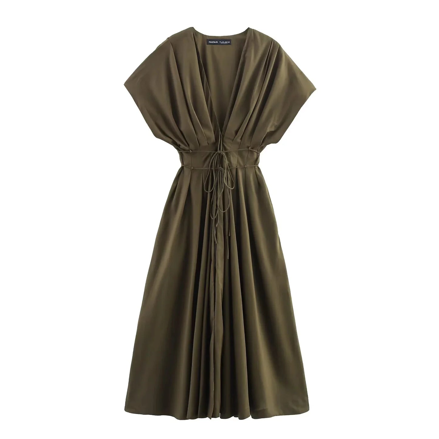 Vintage Single Breasted Sashes Draped Sleeveless Chic Dresses
