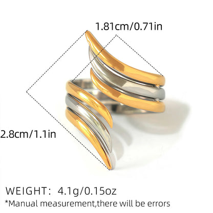 Minimalist 18K Gold Plated Line Stainless Steel Thin Waterproof Rings