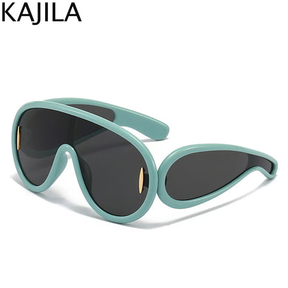 Oversized Wave Mask Luxury Steampunk Sunglasses