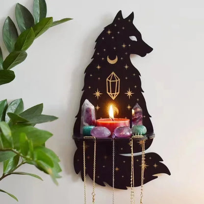 Wall Hanging Candlestick Wooden Carving Decor