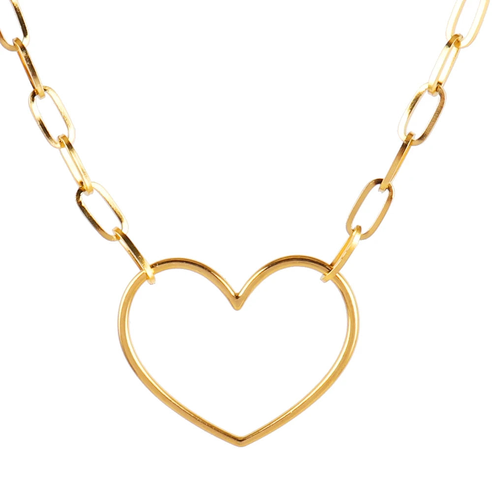 316L Stainless Steel Choker Heart Clavicle Chain Necklaces