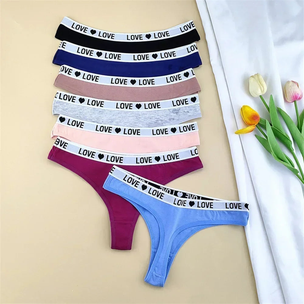 3Pcs "Love" Letters Cotton Sexy G-string