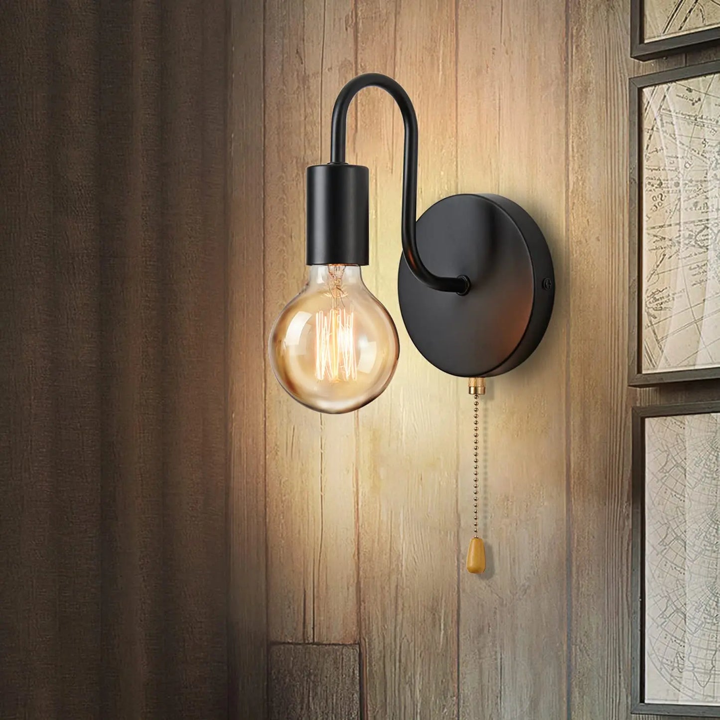 Nordic Industrial Wall Lamp Iron Black E27 Indoor Lighting