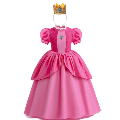 Peach Princess Costume Cosplay Ball Gown Dress