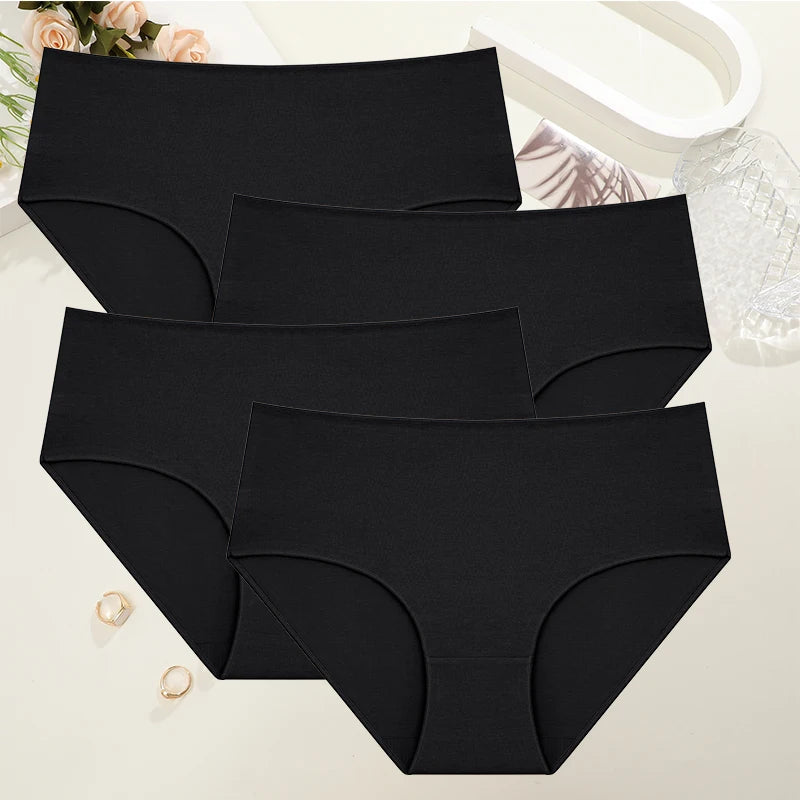 4Pcs/Set Cotton High Waist Plus Size Lingerie