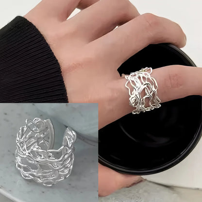 925 Sterling Silver Geometric Black Stone Rings