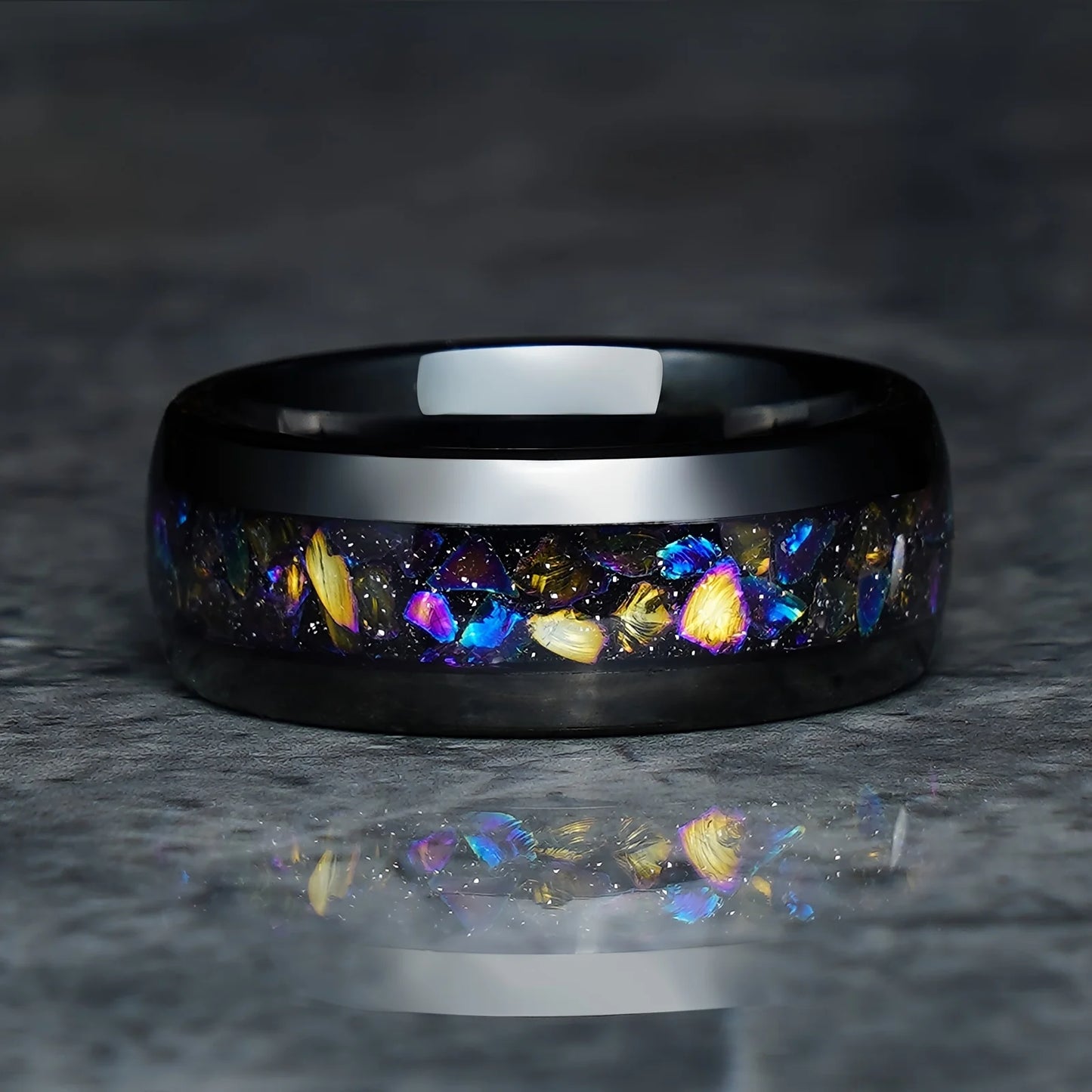 8mm Stainless Steel Galaxy Style Colorful  Rings