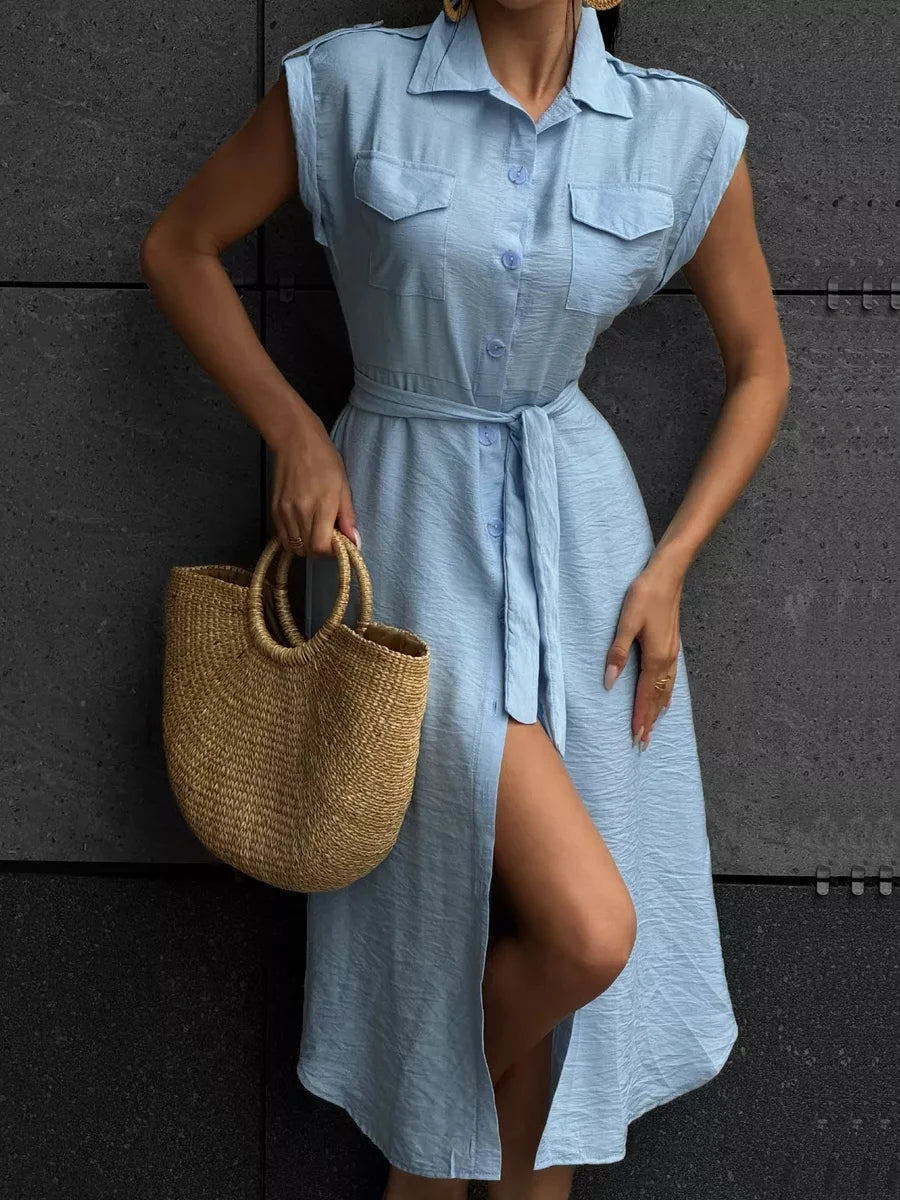 Casual Light Midi Dress Short Sleeve Dress