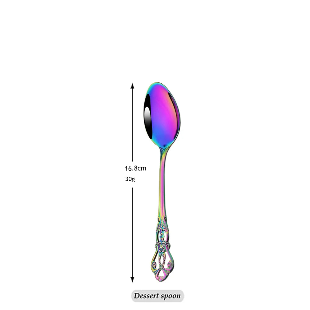 Stainless Steel Cutlery Knife Tea Fork Ice Cream Spoon Tableware Set