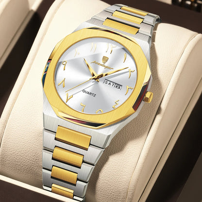 Elegant Quartz Stainless Steel Luxury Wristwatch