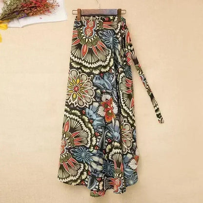 High Waist Wrap Maxi Boho Long Skirt