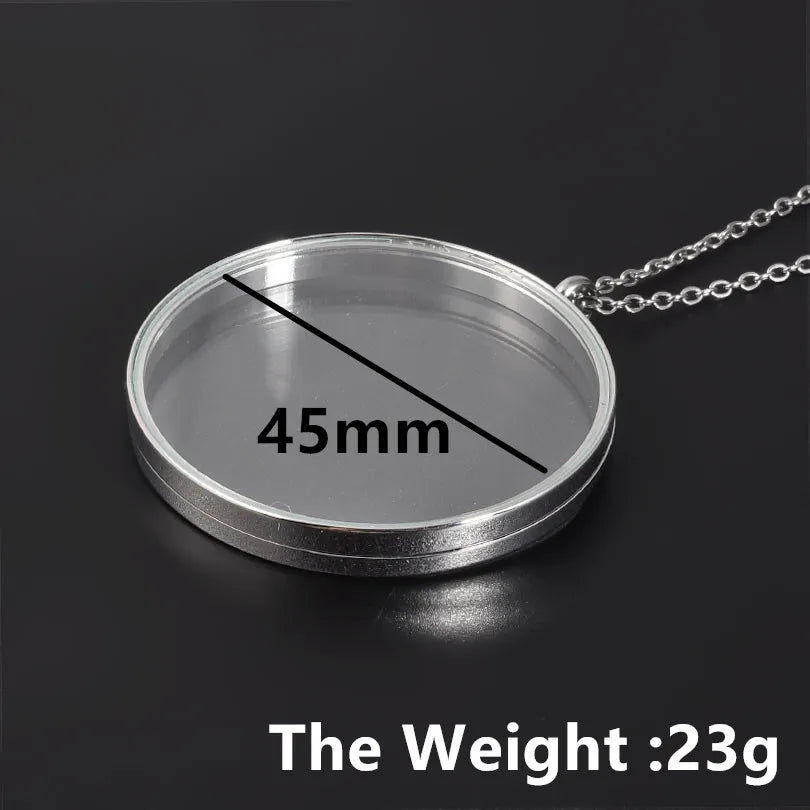 1Pc 10-45mm Round Memory Coin Bezel Locket Pendant Necklaces