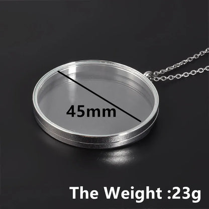 1Pc 10-45mm Round Memory Coin Bezel Locket Pendant Necklaces