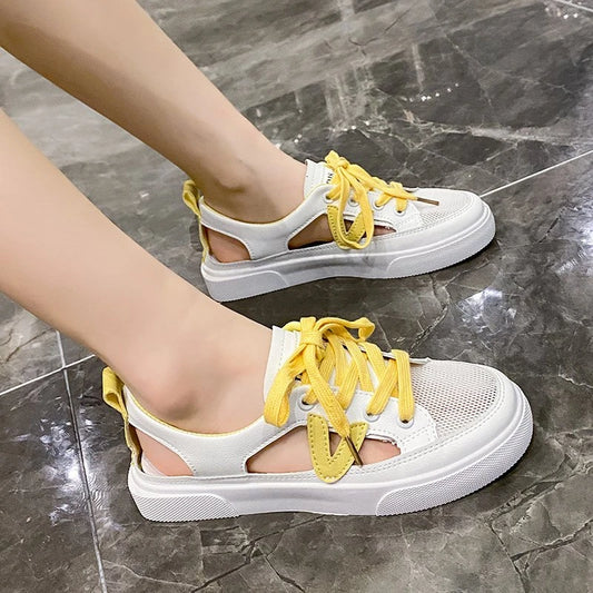 Casual Fish-mouth Sandals Metal Decorative Transparent Mesh Shoes