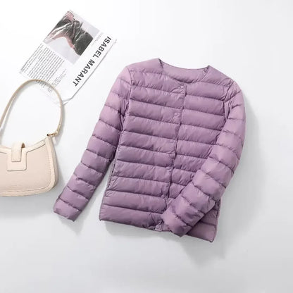 Light Down Duck Down Fall Collarless Light Quilted Puffer Coat