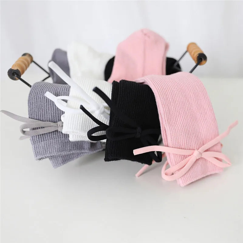 Knee High Baby Girls Bowknot Long Soft Cotton Socks