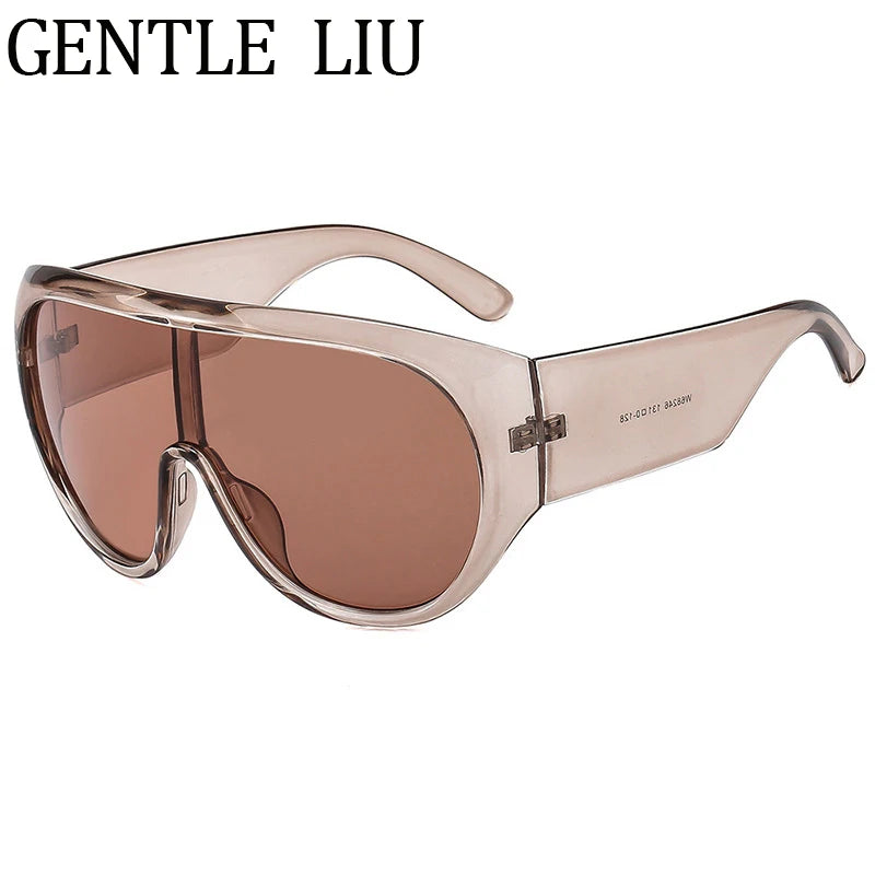Oversized Shield Mask Steampunk Big Frame Sunglasses