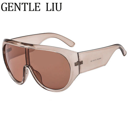 Oversized Shield Mask Steampunk Big Frame Sunglasses