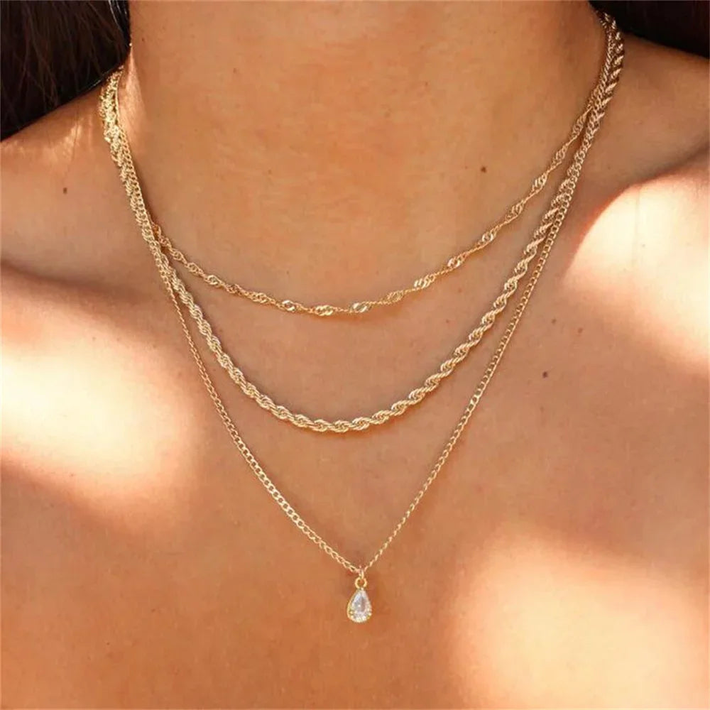 Vintage Punk Gold-plate Thick Chain Head Portrait Coin Pendant Necklace