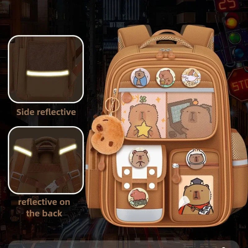 Capybara Children Backpack Waterproof Student Schoolbag Large Capacity