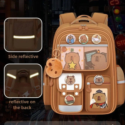 Capybara Children Backpack Waterproof Student Schoolbag Large Capacity