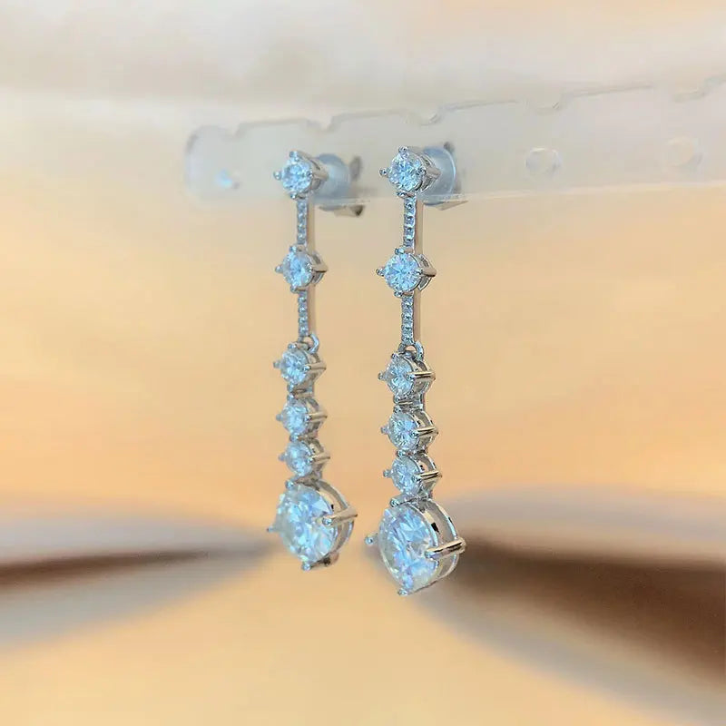 DANA 3ct a Pair Diamond Long Tassel Earring