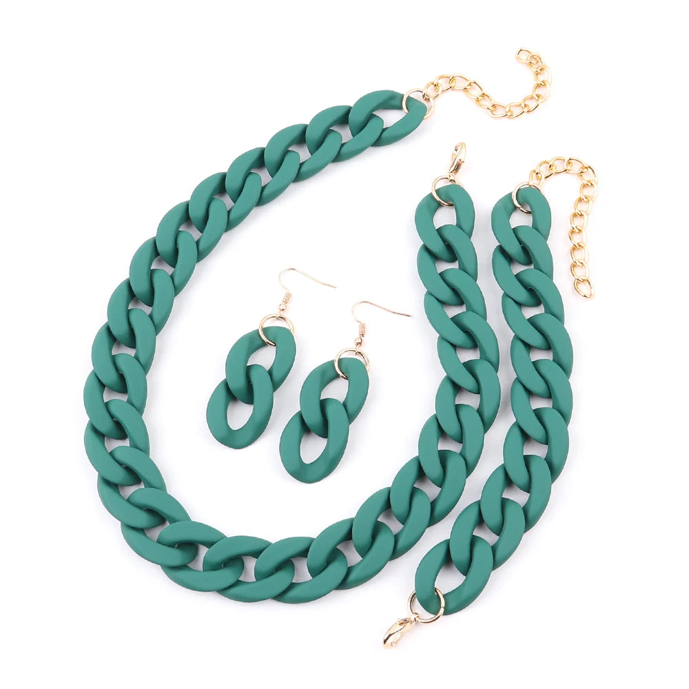 Fish Sheep Acrylic Chunky Chain Choker Necklace
