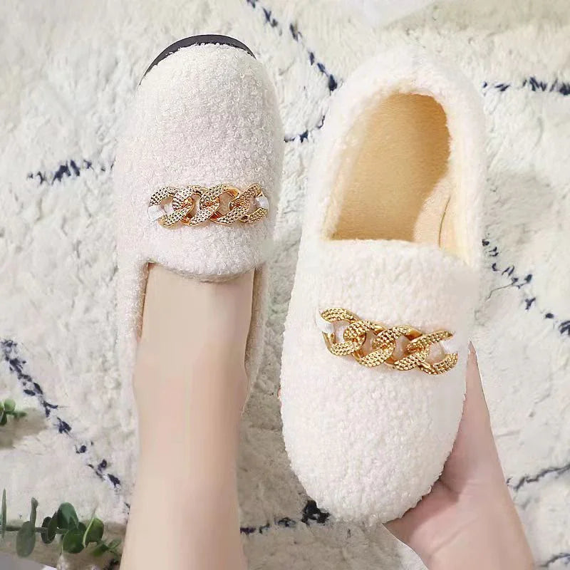 Warm Short Plush Lining House Slippers