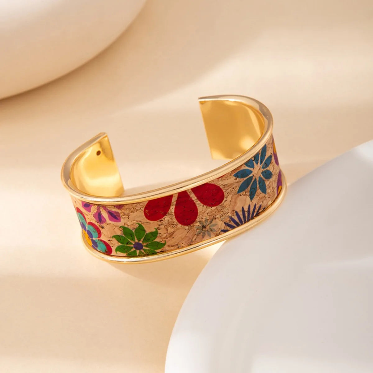 Graffiti Art Adjustable Bangle Gold Stainless Steel Bracelet