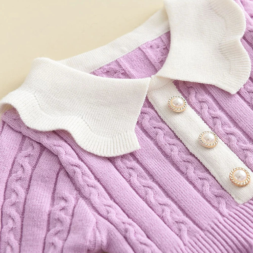 Winter Knitting Wool Long Sleeve Autumn Girls Ruffle Dress