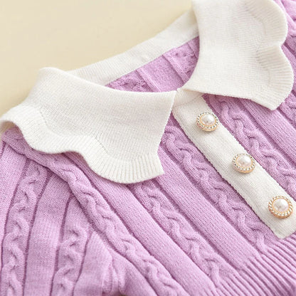 Winter Knitting Wool Long Sleeve Autumn Girls Ruffle Dress