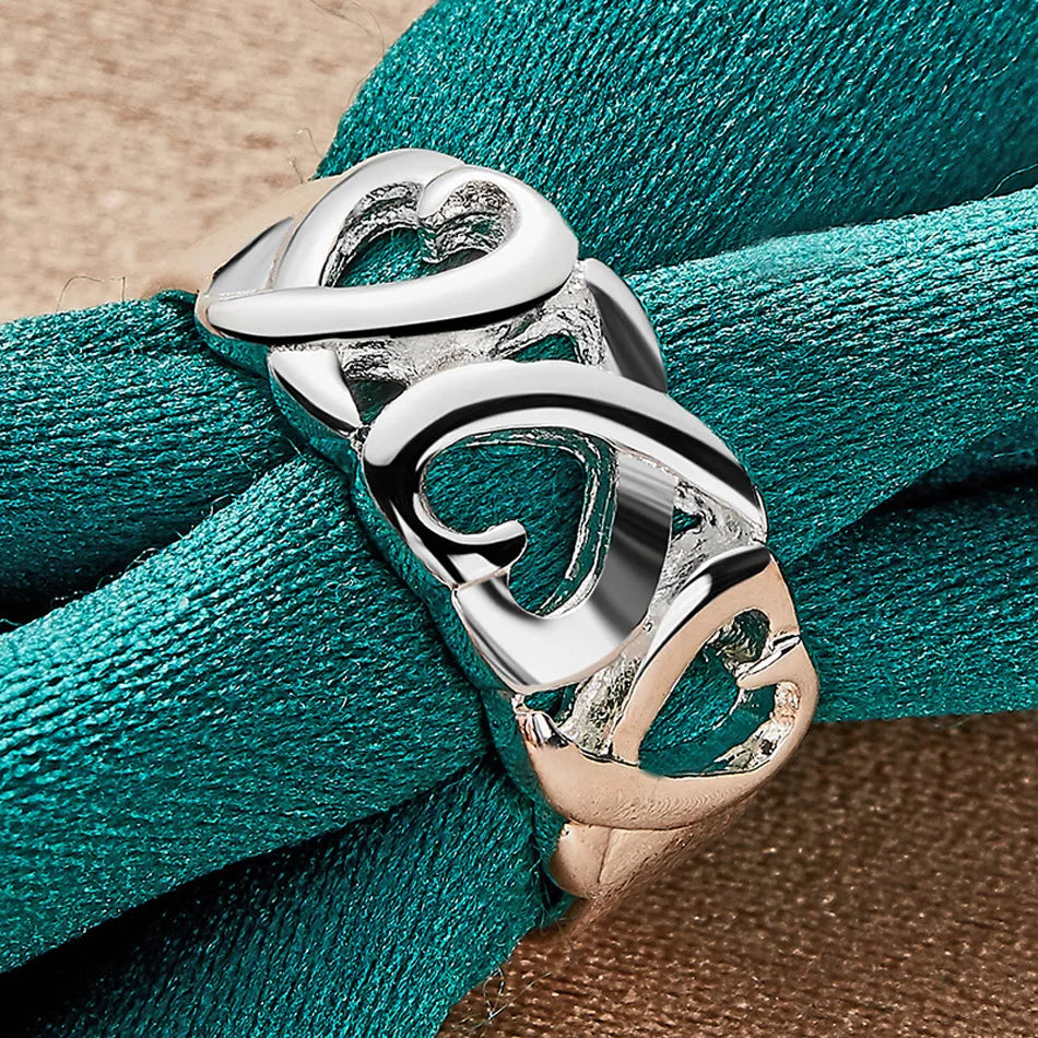 925 Sterling Silver Love Heart 6-10# Charm Rings