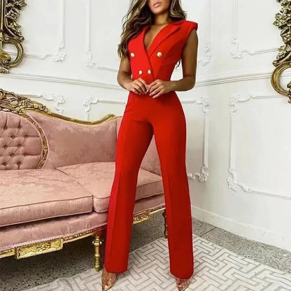 Elegant Jumpsuit High Waist Sleeveless Sexy Long Pants
