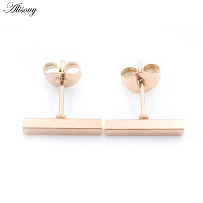 Bar Ball Geometric Long Square Ear Stud Earring
