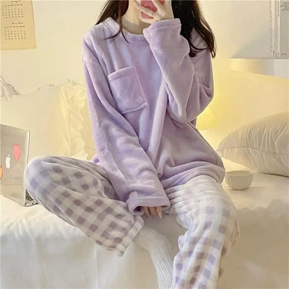 Fleece Thick Warm Pajamas Set