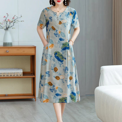 Bata informal de manga corta estilo boho, vestido largo