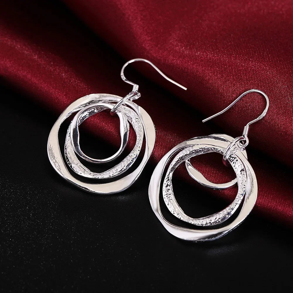 925 Sterling Silver Round Circle Hoop Earrings