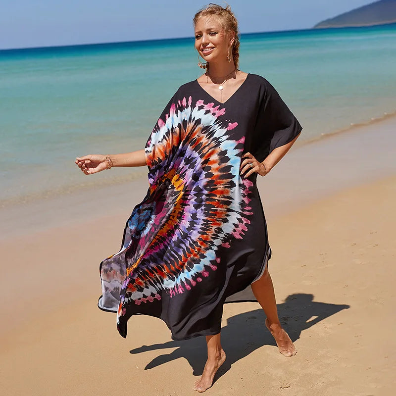 Swimsuit Kaftans Beach Cover Ups Colorful Outfits Dress