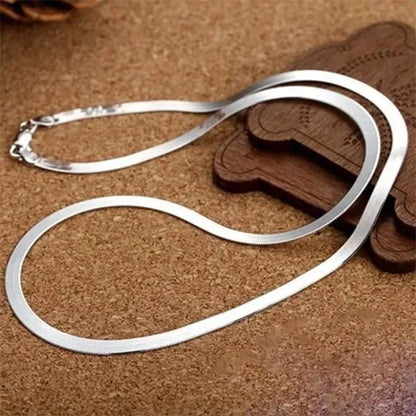925 Sterling Silver 4MM Blade Chain Necklace Jewelry