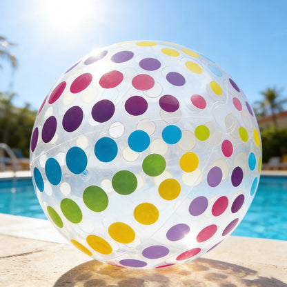 1 lorful Dots & Stripes PVC Inflatable Ball Transparent Printed Toy