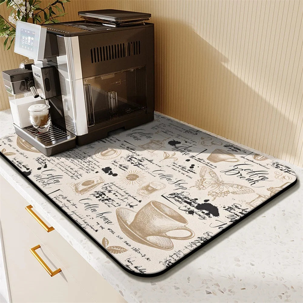 Coffee Cup Drying Cartoon Non-slip Drain Mat
