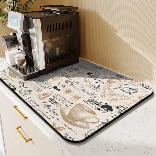 Coffee Cup Drying Cartoon Non-slip Drain Mat
