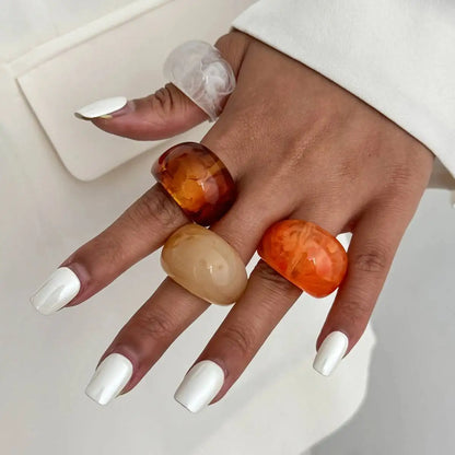 Y2K Korean Resin Acrylic Trendy Round Big Kpop Finger Knuckle Rings