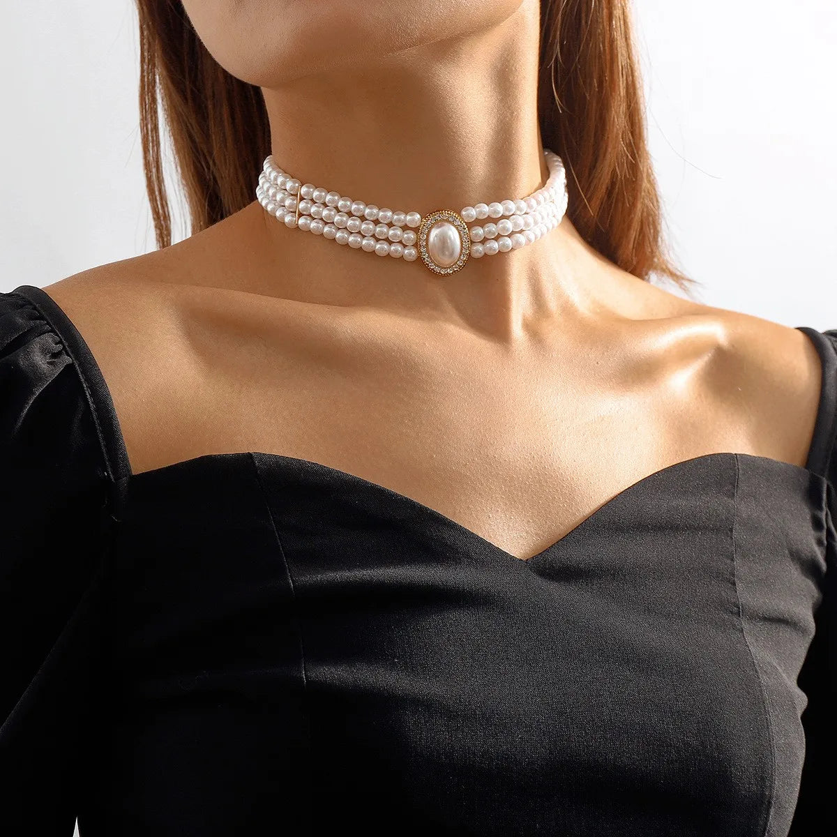Bridal White Imitation Pearl Necklace Set